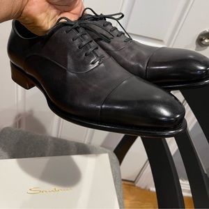 Brand New Santoni Drk Gray Lace-up Dress Shoes Sz 9